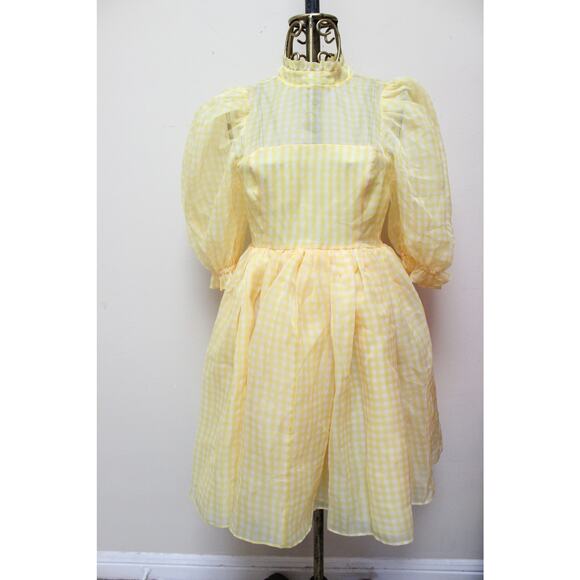 NWT Selkie Yellow Buttercream Gingham Royal Puff Dress Size Small - Picture 2 of 5